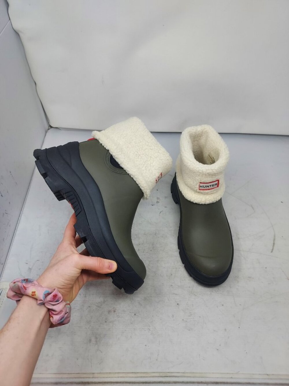 Hunter Green Womens Shearling Esme Rain Boot